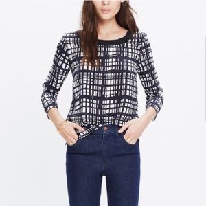 Madewell Silk Retrospect Top In Brushstroke Plaid